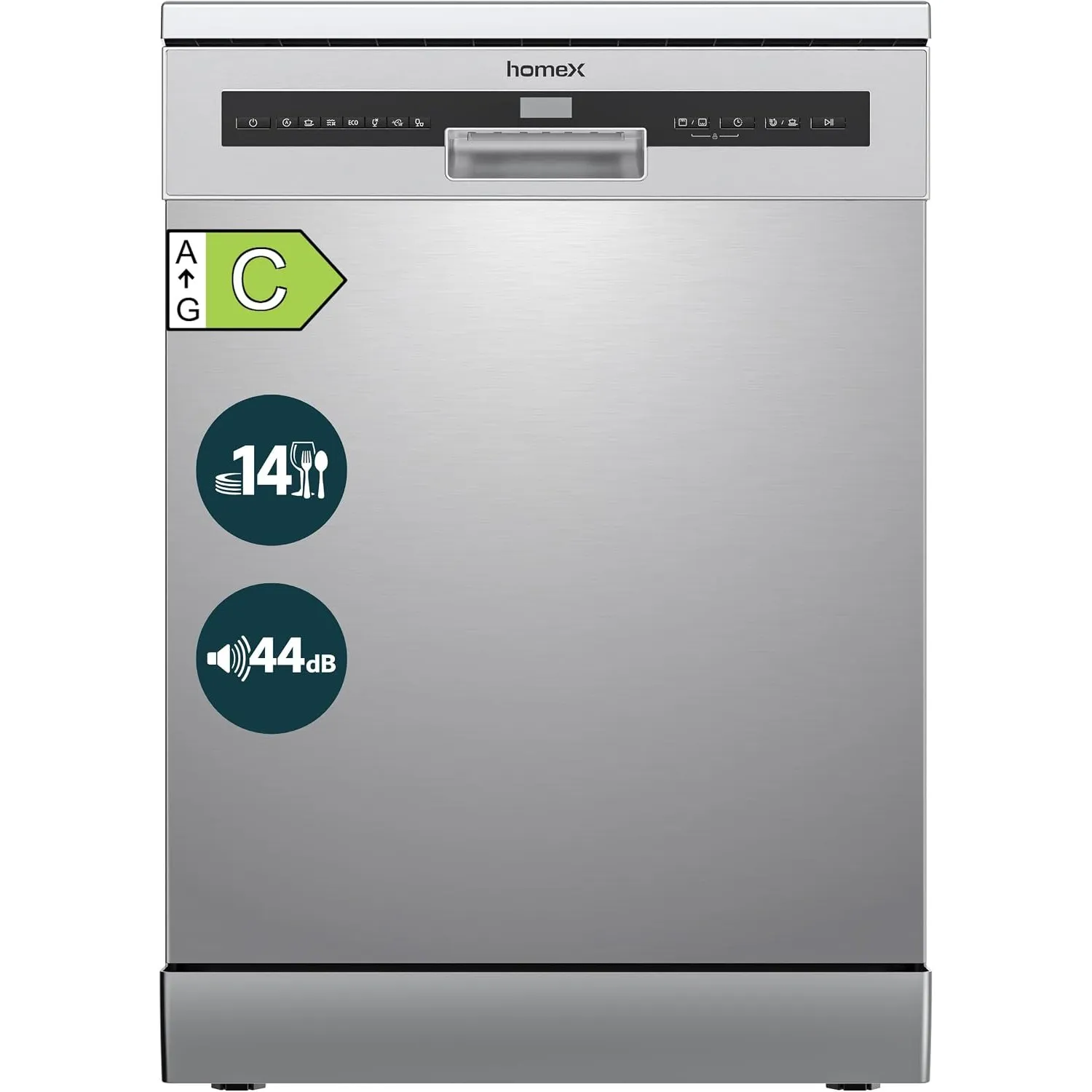 homeX DWFS601444C-S Geschirrspüler 60 cm Spülmaschine freistehend EEK C