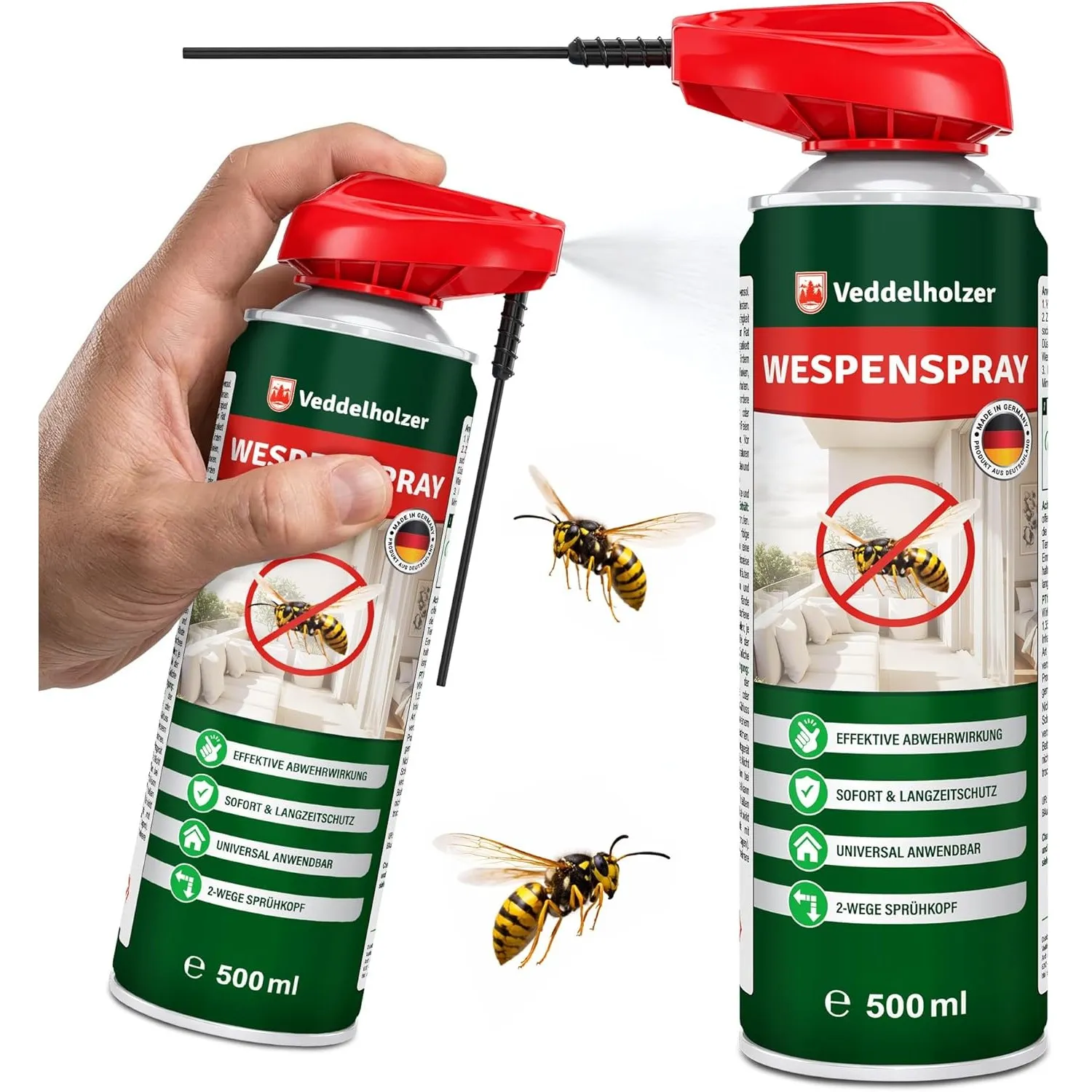 Veddelholzer 500 ml Wespenspray extra stark– Effektive Wespen Abwehr Anti Wespen Spray mit Sofortwirkung gegen Wespen i…