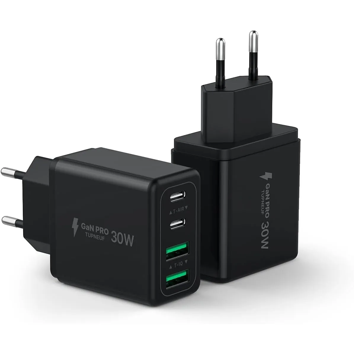 [2er-Set] Schwarz 60W USB C Ladegerät 4-Port, 30W PD Mehrfachstecker Schnellladegerät für iPhone 17 16 15 14 Pro Max, i…