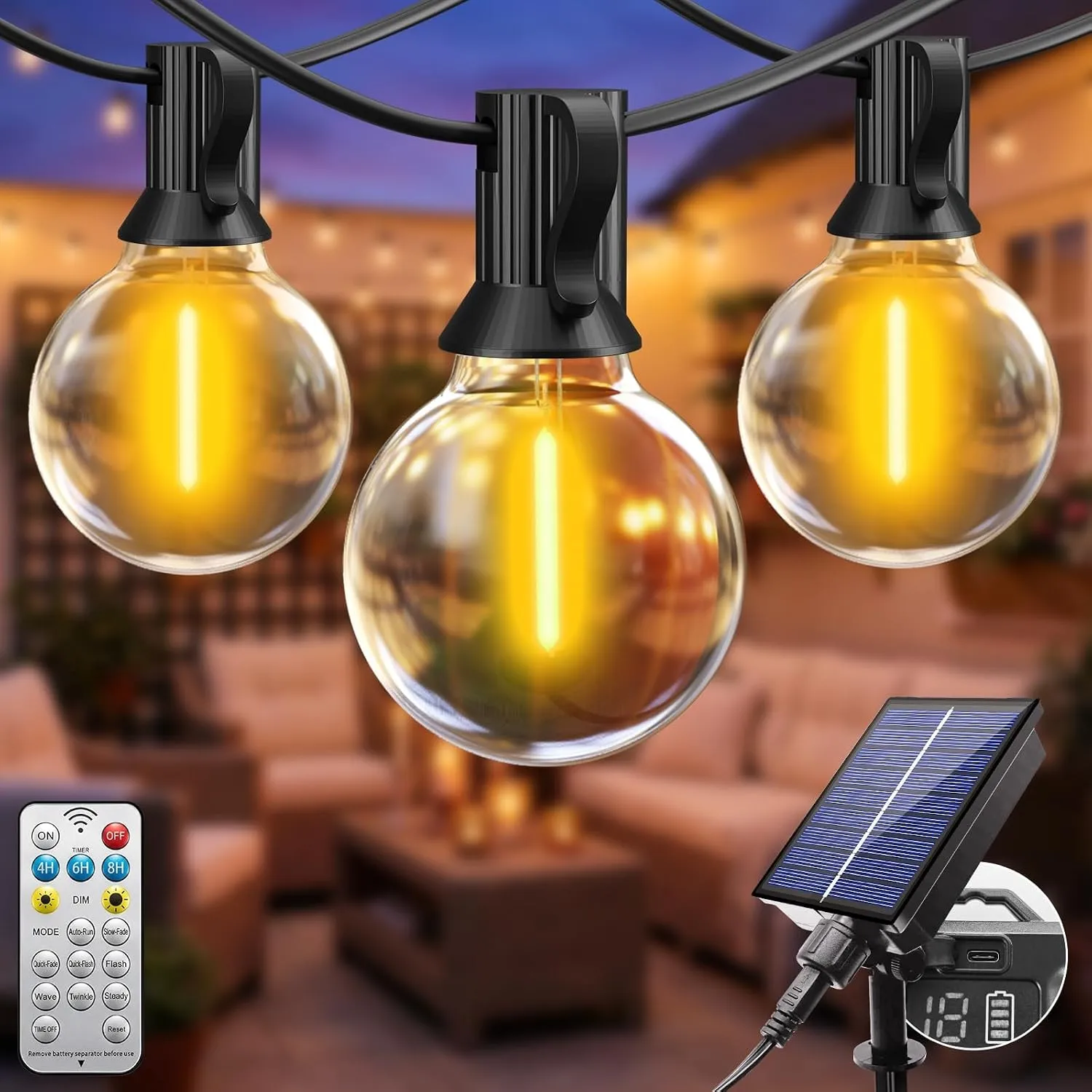 btfarm Solar Lichterkette Outdoor 10M mit Fernbedienung, Wetterfest