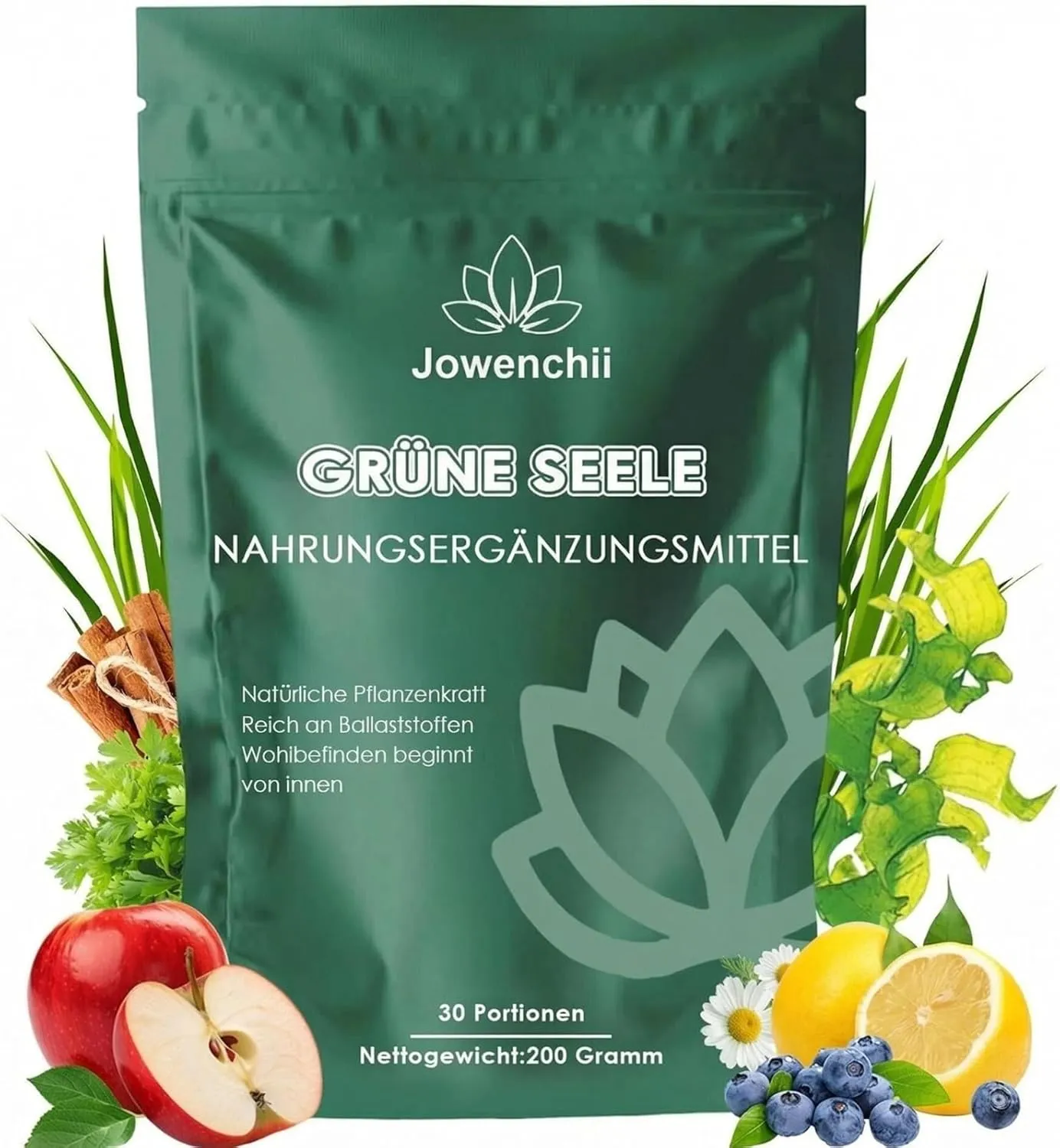 Grüne Entgiftungspulver, 200g Superfood Helfer Pulver, Greens Pulver Helfer, Pflanzenpulver mit Matcha, Gerstengras, He…