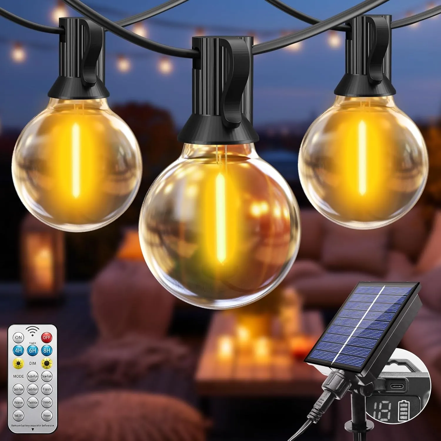btfarm Solar Lichterkette Outdoor 5M mit Fernbedienung, Wetterfest