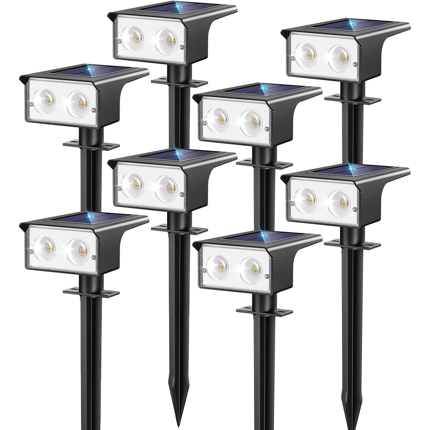 btfarm 8 Stück Solarstrahler für Außen, 3 Farben Solarlampen für Außen Garten 3000/4500/6000K IP65 Wasserdicht LED Sola…