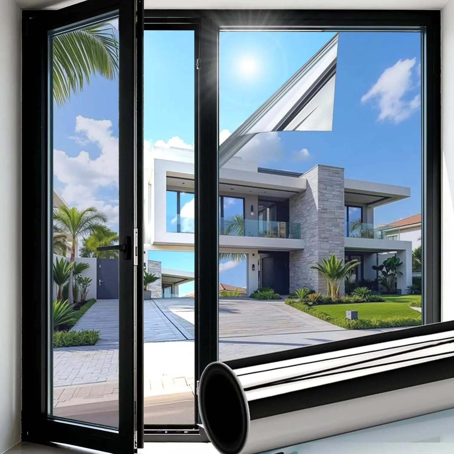 Hitzeschutzfolie Fenster außen & Innen Spiegelfolie Fenster Sichtschutz Fensterfolie Hitzeschutz Sonnenschutzfolie UV S…