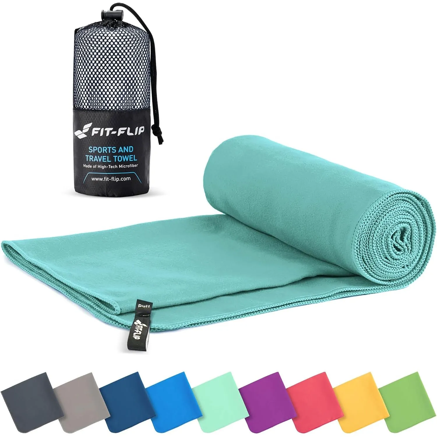 Fit-Flip Mikrofaser Handtuch - kompakte Microfaser Handtücher - ideal als Sporthandtuch, Reisehandtuch, Strandtuch - sc…