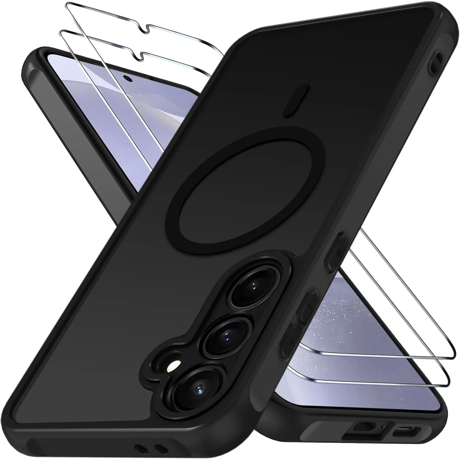 ivoler für Samsung Galaxy S24 5G / Galaxy S25 5G Allgemein Hülle, 1 Magnetisch Handyhülle mit 2 Stück Panzer Schutz Gla…