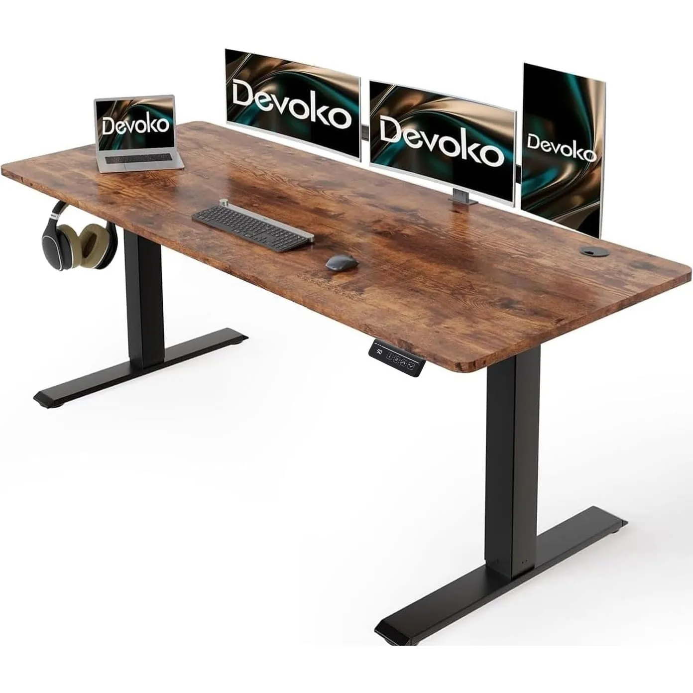 Devoko Elektrisch Höhenverstellbarer Schreibtisch 160 x 60 cm, Braun