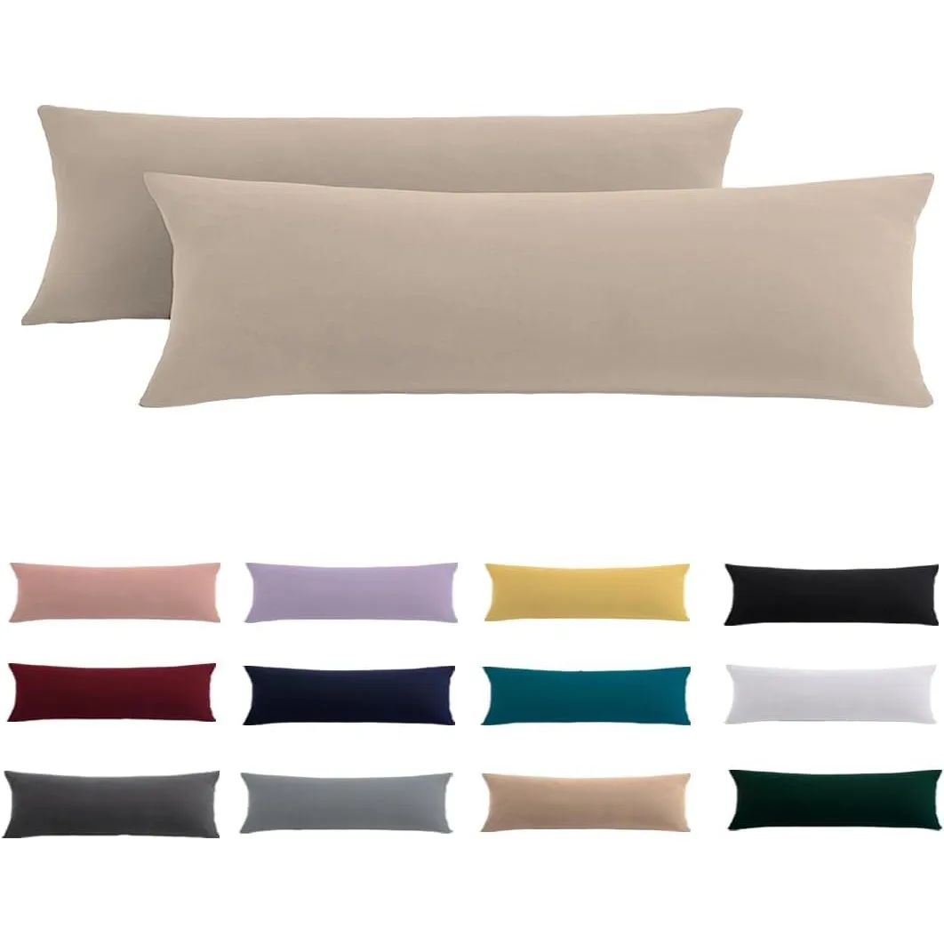 Beqnat Seitenschläferkissen Bezug 40x145 2er Set, Kissenbezug Warmes Beige