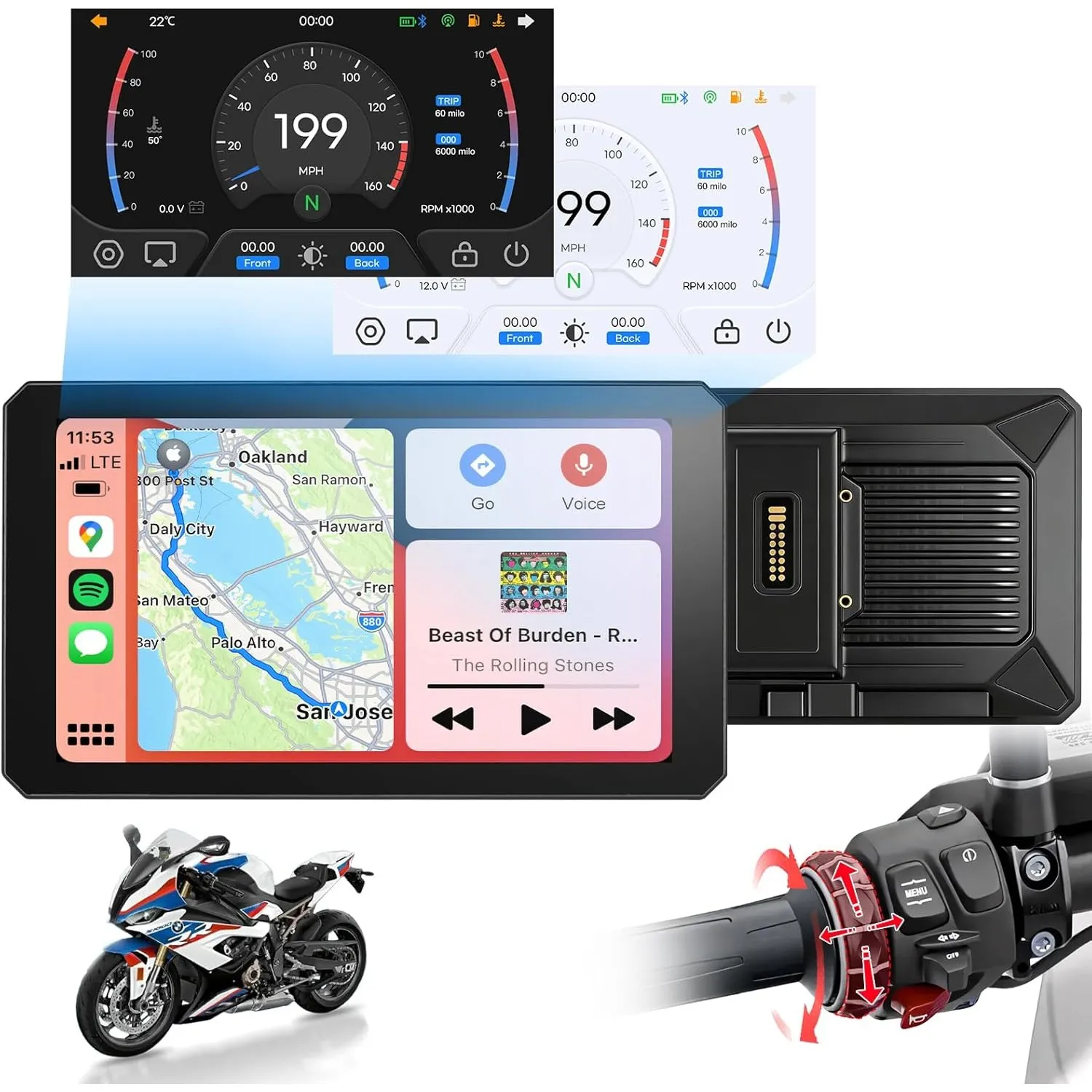 Motorrad Carplay Bildschirm mit Native Wonder Wheel für BMW Motorrad, Wireless CarPlay & Android Auto, Bluetooth, 7 Zol…