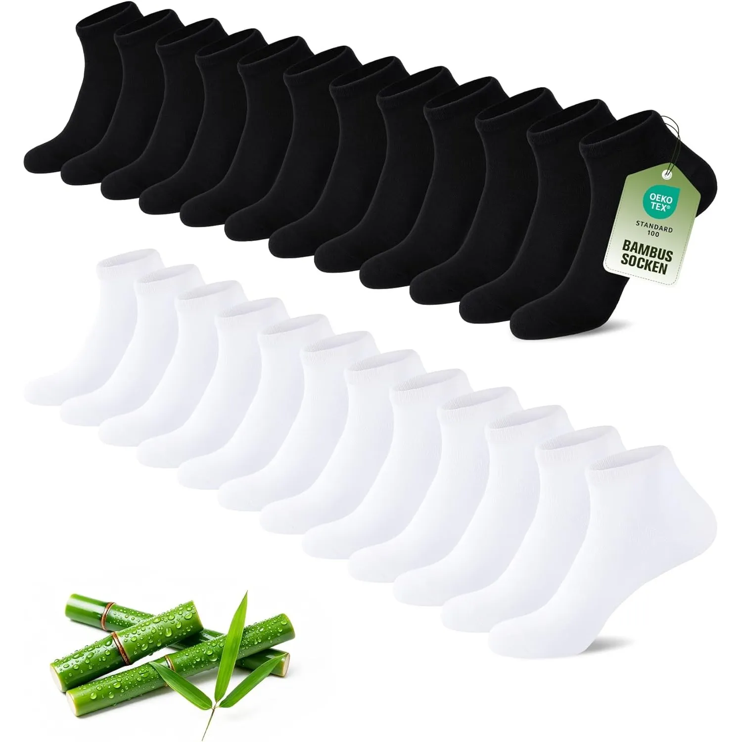 SukModen 12/24 Paar Sneaker Socken Herren Damen aus Bambus,Anti-Geruch Atmungsaktiv Weiche Halbsocken, Dünne Kurze Snea…