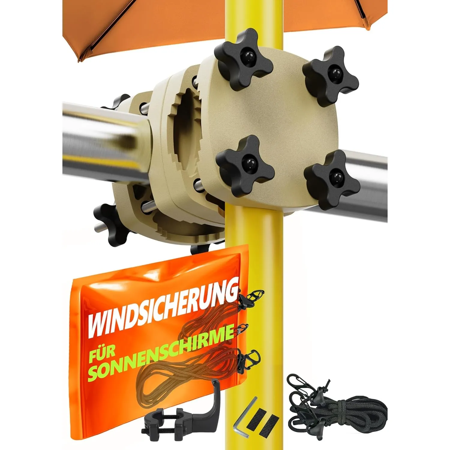 4smile Sonnenschirmhalter Balkongeländer SunnyGuy + Windsicherung für Sonnenschirme - Schirmhalterung Balkongeländer al…