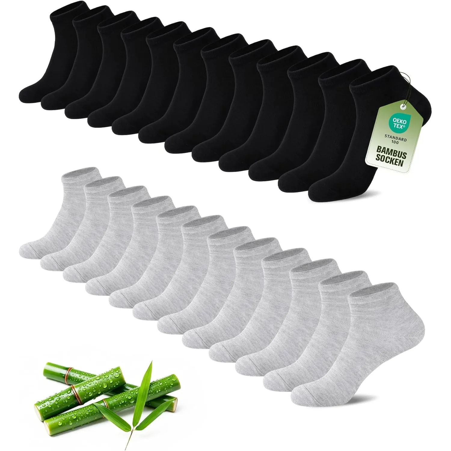 SukModen 12/24 Paar Sneaker Socken Herren Damen aus Bambus,Anti-Geruch Atmungsaktiv Weiche Halbsocken, Dünne Kurze Snea…