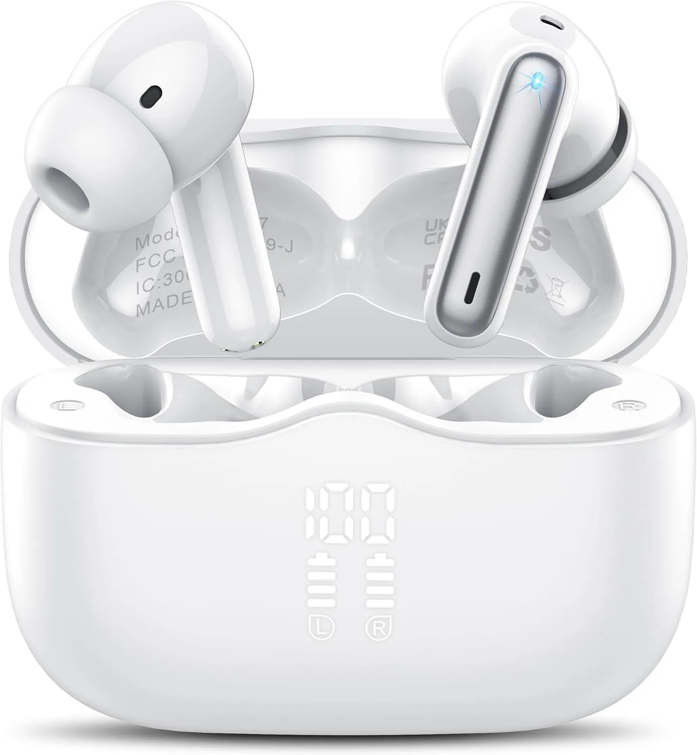 Bluetooth Headphones, Wireless Bluetooth 5.4 Headphones with 4 ENC Noise Cancelling Mics, 3D Deep Bass, 40 Hours In-Ear…