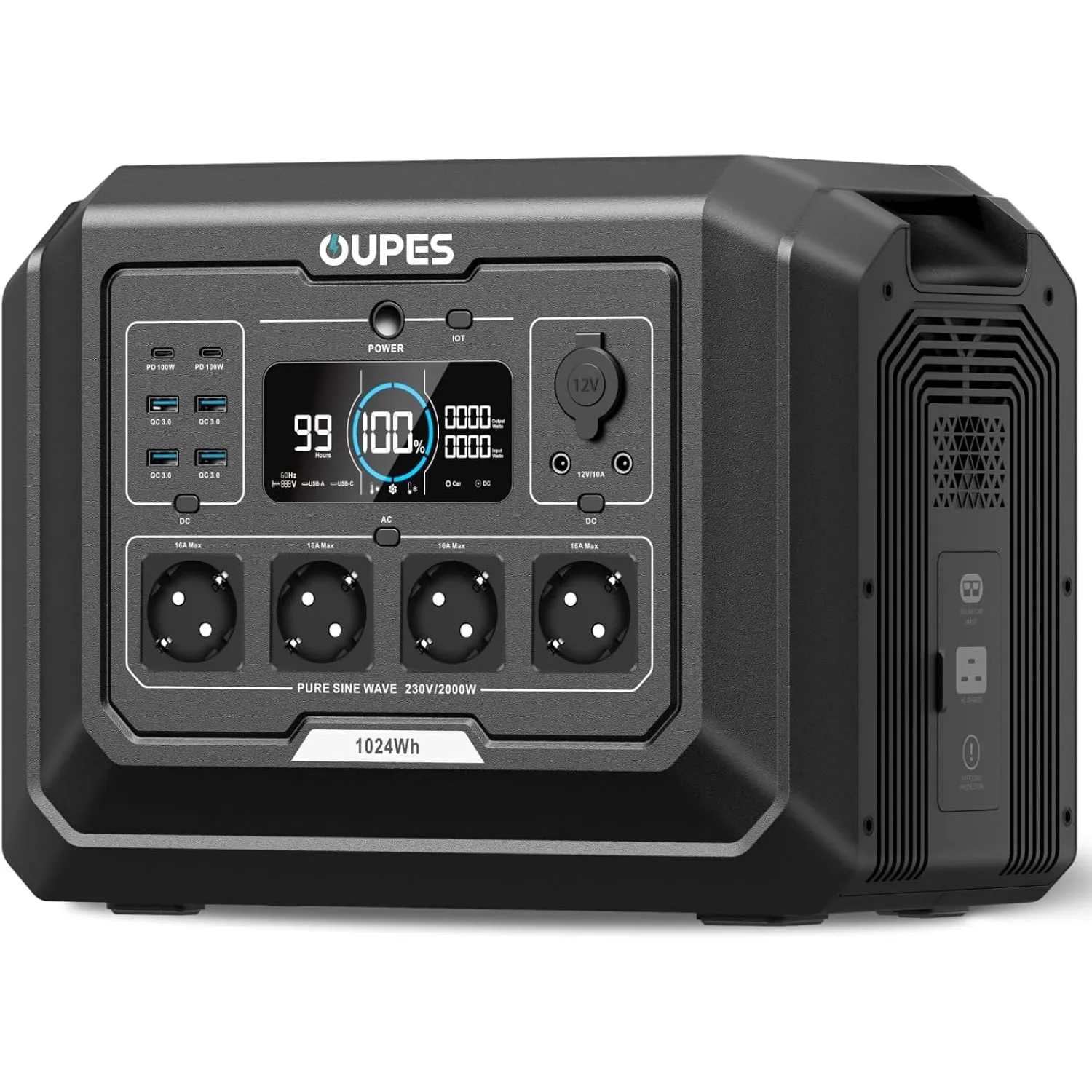 OUPES Mega 1 Tragbare Powerstation, 2000W 1024Wh LiFePO4 Solargenerator