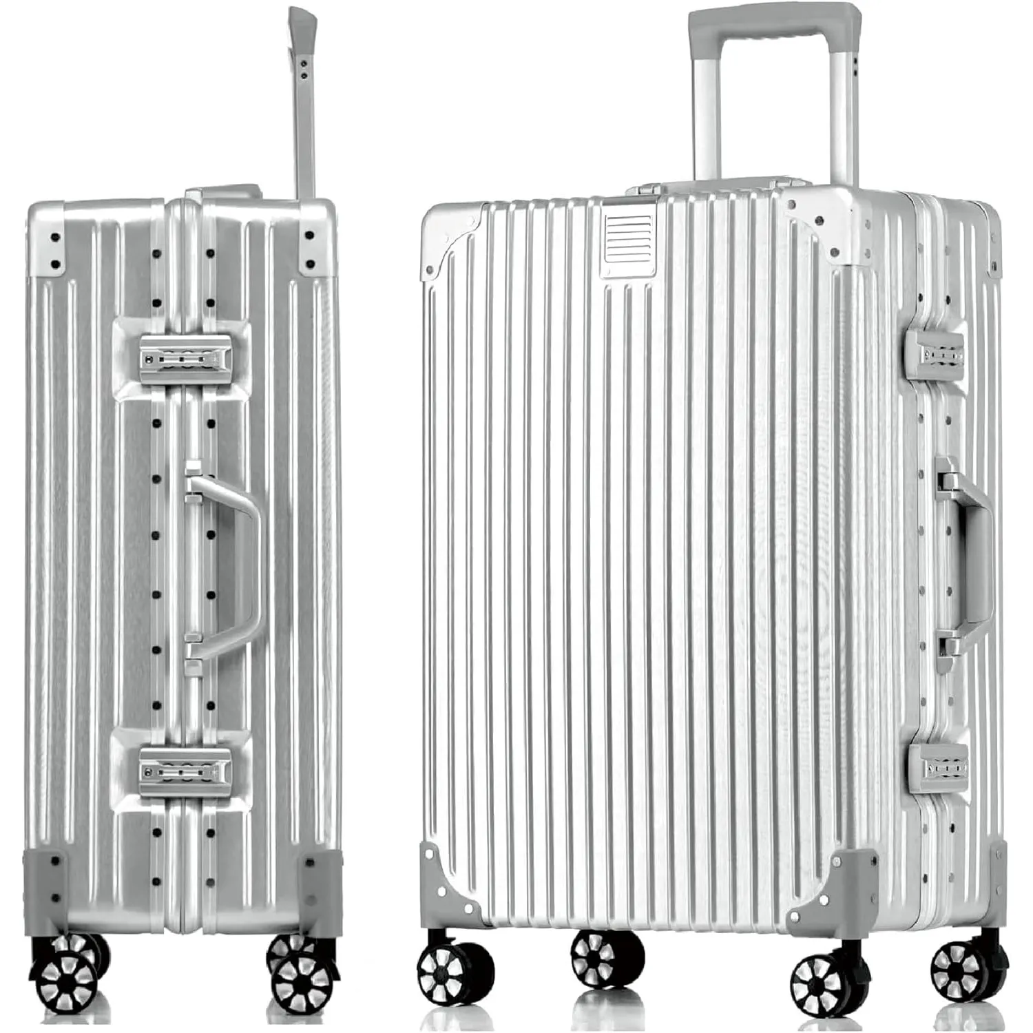 Aoliwei Aluminiumrahmen Koffer XXL (77cm) – Robuster 100% PC Hartschalen-Trolley in Metall-Optik, 90L Extra Großer Reis…