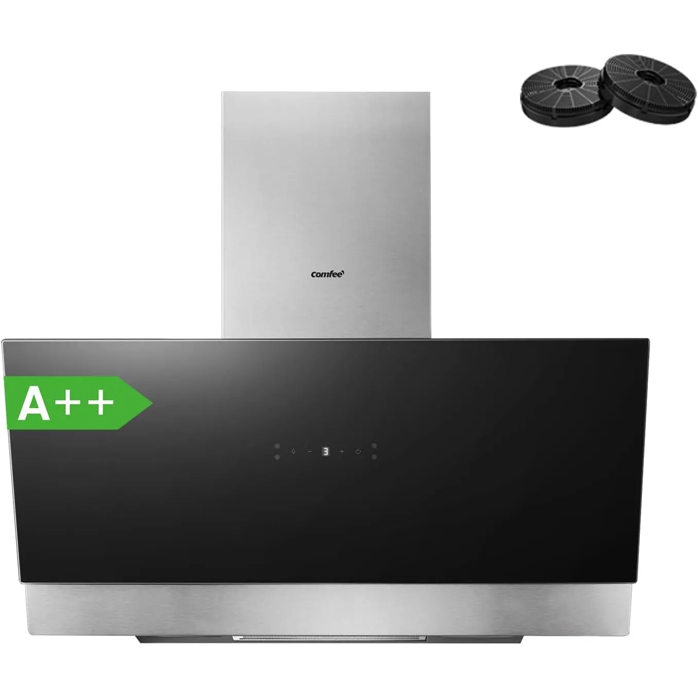 COMFEE' A++ Dunstabzugshaube 90 cm, 867m³/h Luftstrom, Kopffrei Wandhaube Umluft und Abluft, Touchscreen, Gestensteueru…