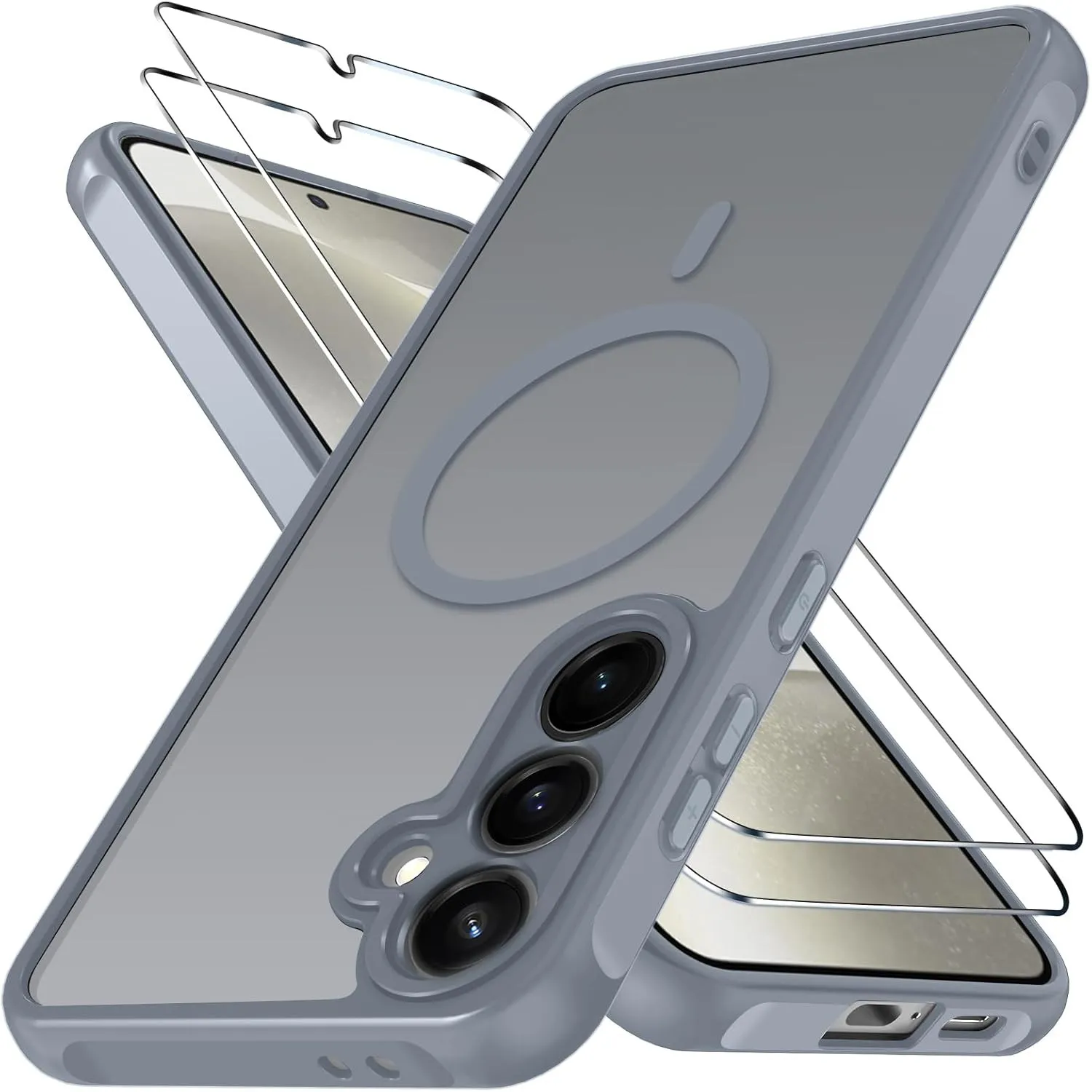 ivoler für Samsung Galaxy S24 5G / S25 5G Hülle, 1 Magnetisch Handyhülle mit 2 Stück Panzer Schutz Glas, [Kompatibel mi…
