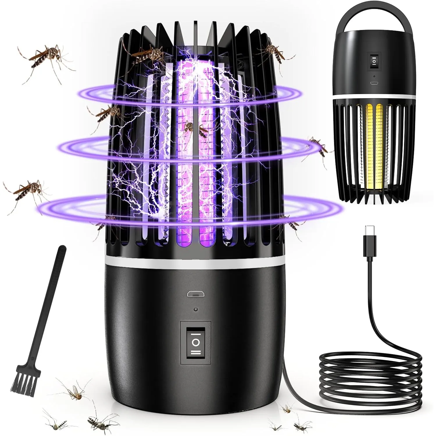 Insektenvernichter Mückenfalle 4000mAh Elektrisch USB Wiederaufladbarer Mückenvernichter Elektrische Lampe Fliegenfalle…