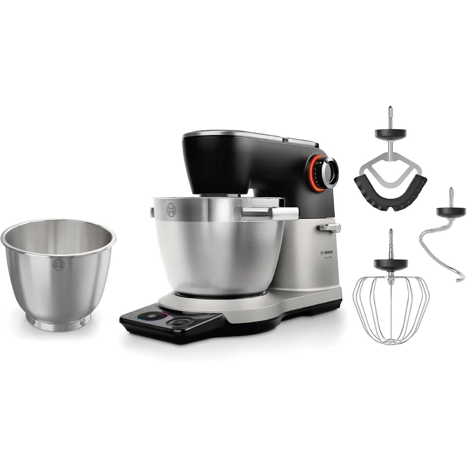 Bosch Küchenmaschine Serie 8 mit Automatikprogramm, Waage, Timer, 7 Stufen, 6L Edelstahl-Schüssel, Silikonbesen, Spülma…