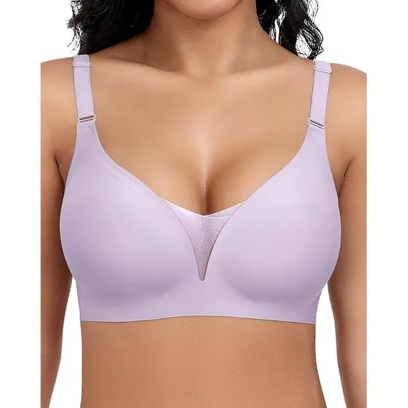 Jiuday BH Damen ohne Bügel Große Brüste Starker Halt Soft Jelly Bra Bügelloser Push Up Seitenträger BH Nahtloser Bequem…