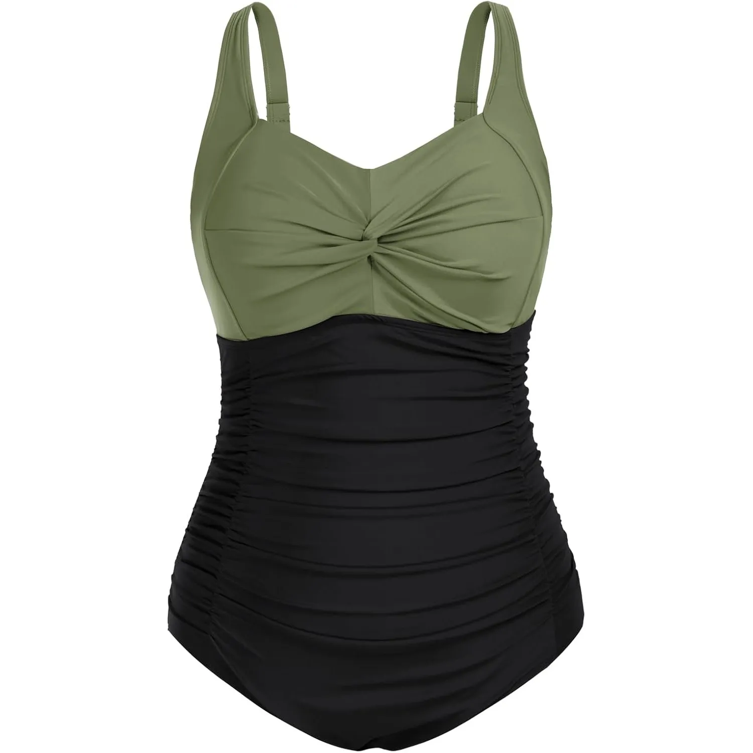 Hanna Nikole Damen Große Größen Einteiliger Badeanzug Bauchweg Bademode Swimsuit V-Ausschnitt Ruched Monokinis