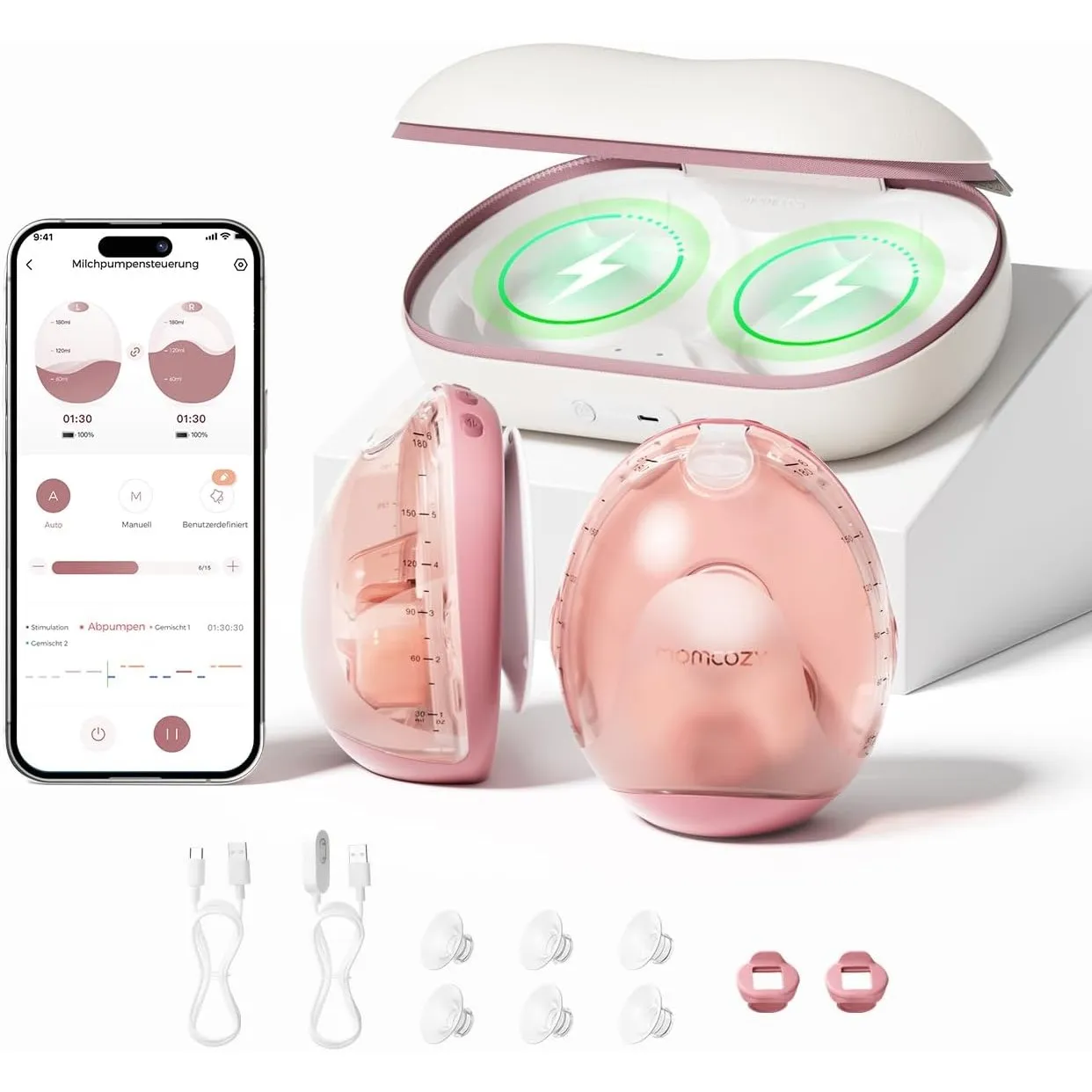 Momcozy Air 1 Elektrische Milchpumpe, ultraflach & Hands-free (2er-Pack)