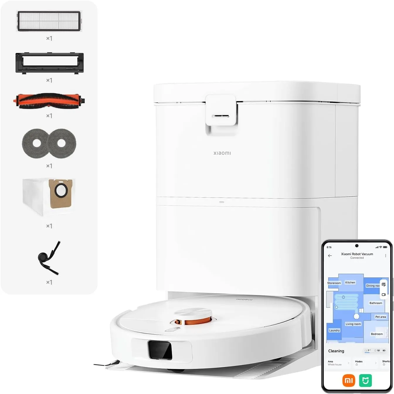XIAOMI H50 Saugroboter mit Wischfunktion, 10.000 Pa, Wischpad-Anhebung