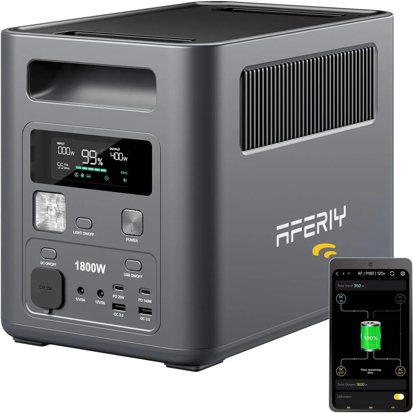 AFERIY 1800W1024Wh Tragbare Powerstation, 1Std Schnellladung für Camping