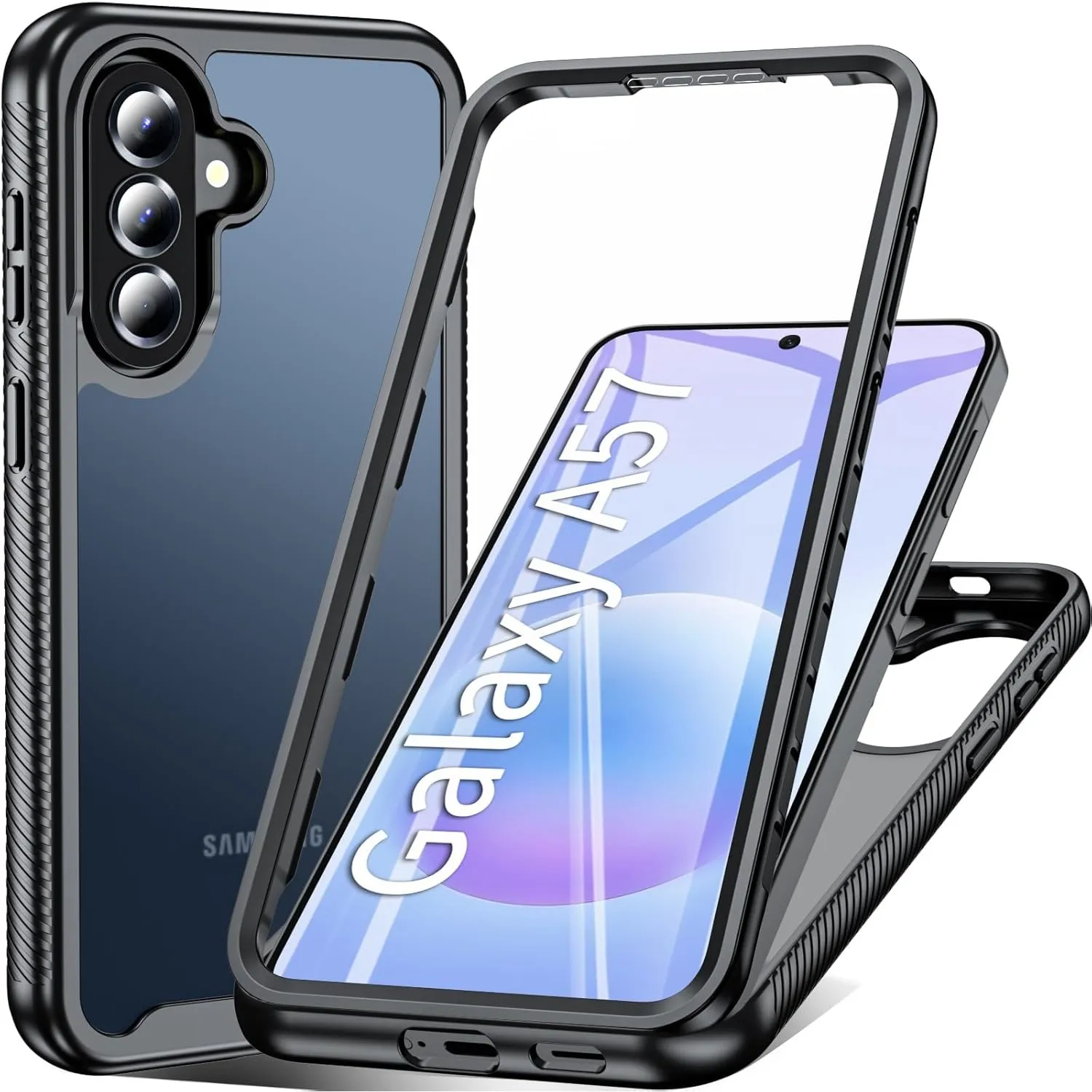 OWKEY für Samsung Galaxy A57 Hülle, 360 Grad Stoßfest Handyhülle, Schwarz