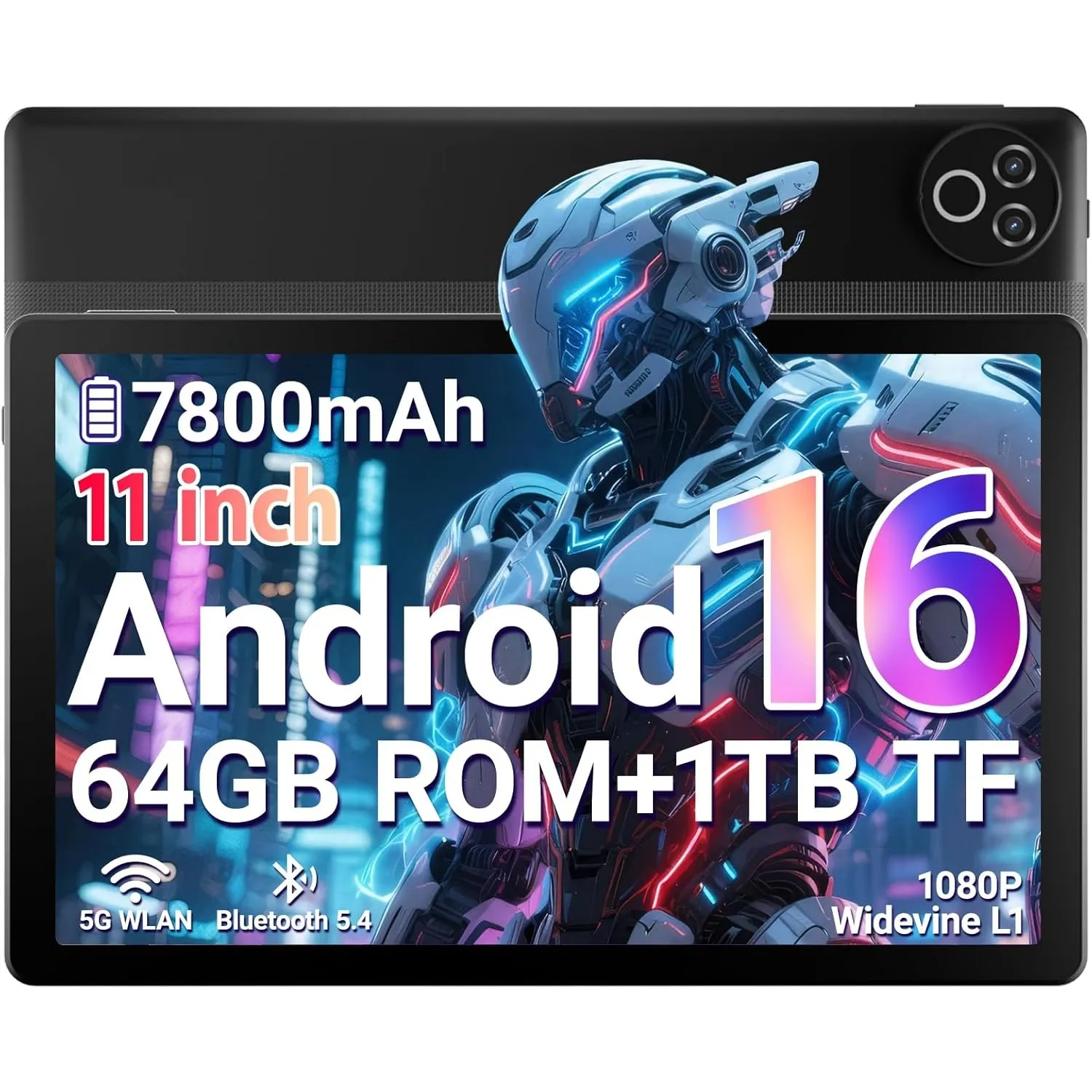 Tablet 11 Zoll, Android 16 Tablet mit 20GB RAM 64GB ROM/1TB TF, 7800mAh Akku, 5G WiFi, Widevine L1, Bluetooth 5.4, 1080…