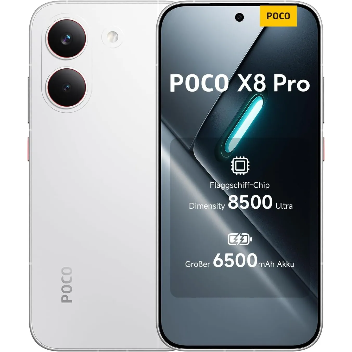 Xiaomi Poco X8 Pro 12+512GB, Unlocked, Dimensity 8500-Ultra, 6500mAh, 50MP Sony IMX882 OIS, AMOLED, Weiß, 3J Garantie