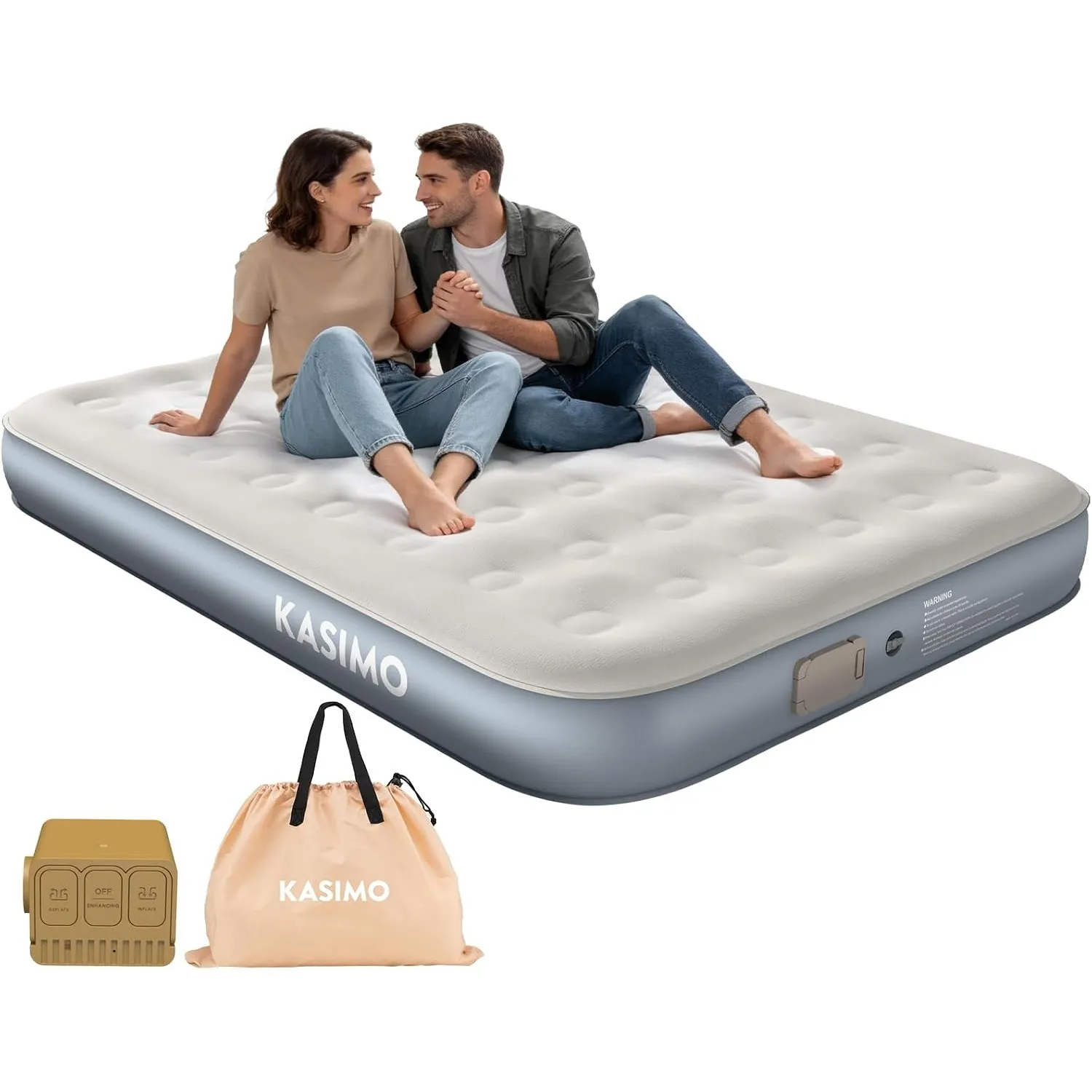 KASIMO Luftmatratze selbstaufblasend, luftbett 2 Personen, Gästebett mit integrierter Elektrischer Pumpe, Bequeme aufbl…