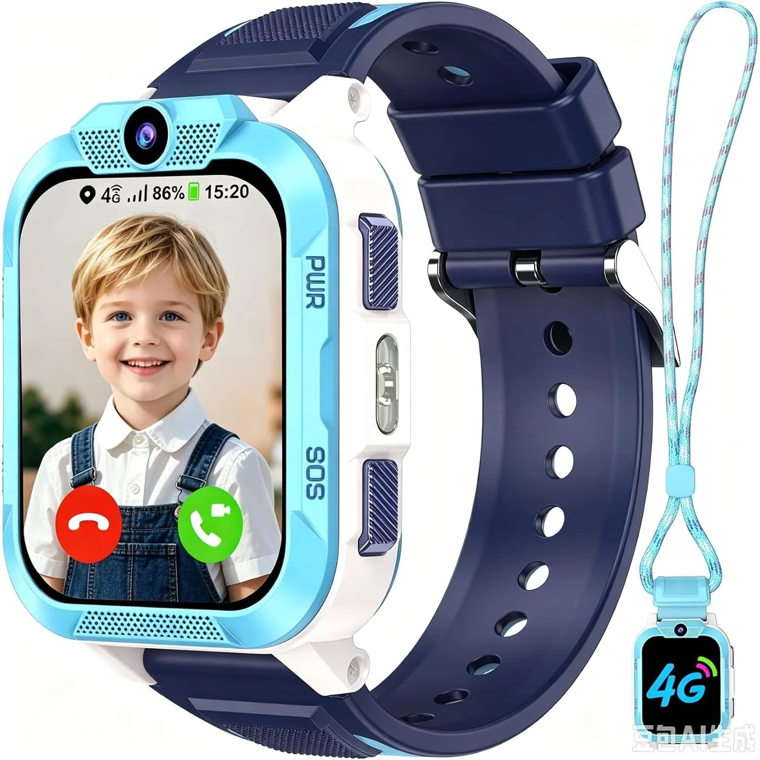 4G Smartwatch Kinder mit GPS und Telefon, SOS-Taste, Schulmodus