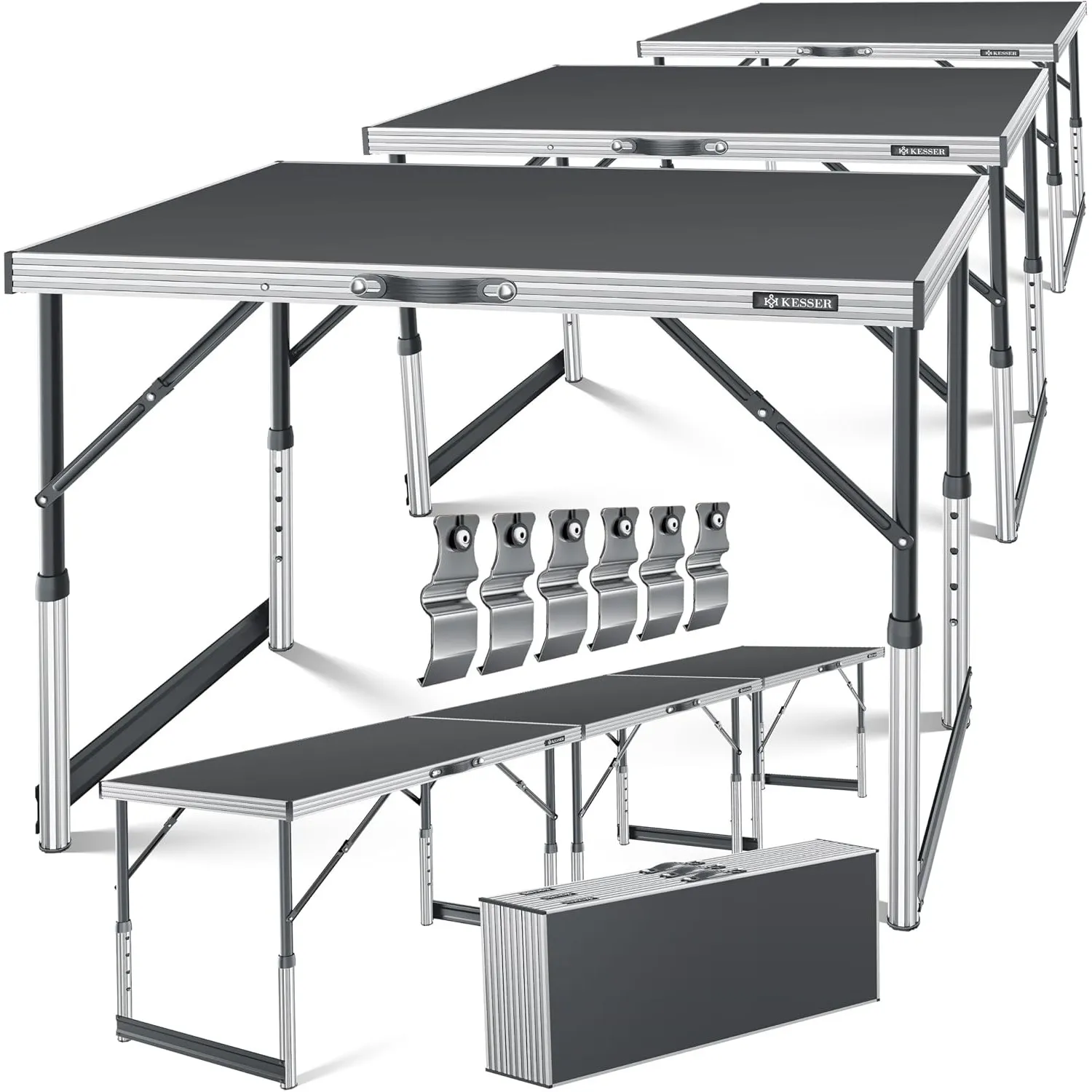 KESSER® Multifunktionstisch Profi 3- teilig, 100 x 60 cm, Tapeziertisch 90kg Gesamtbelastung, mit Ausziehfunktion Klapp…