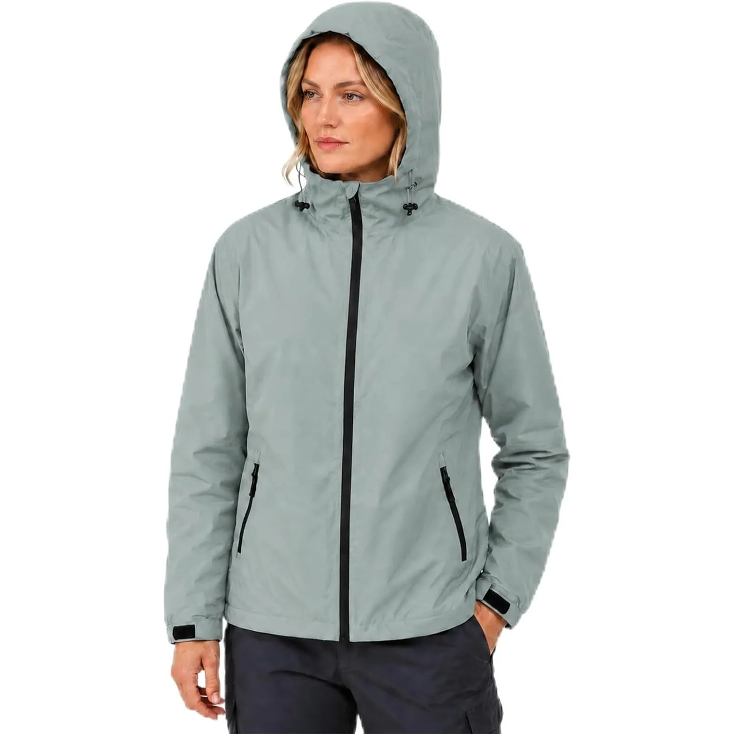 Regenjacke Damen Wasserdicht Atmungsaktiv Regenmantel Damen Wasserdicht Outdoorjacke Windbreaker mit Abnehmbarer Kapuze…