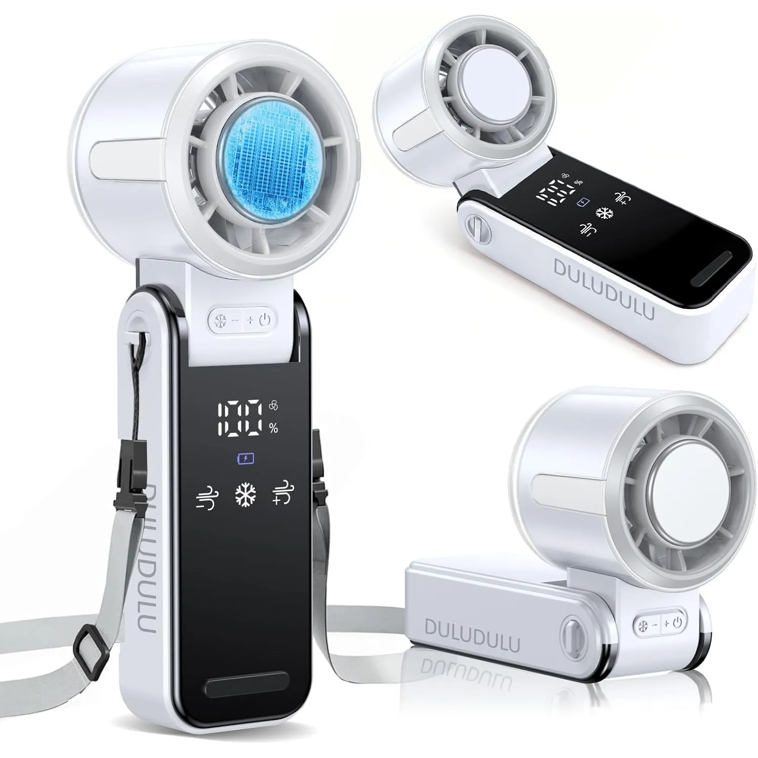 Handventilator Akku Aufladbar, Tragbarer Klein Turbo-Ventilator mit 100 Stufen Wind, 3-in-1 Mini Ventilator Leise für H…