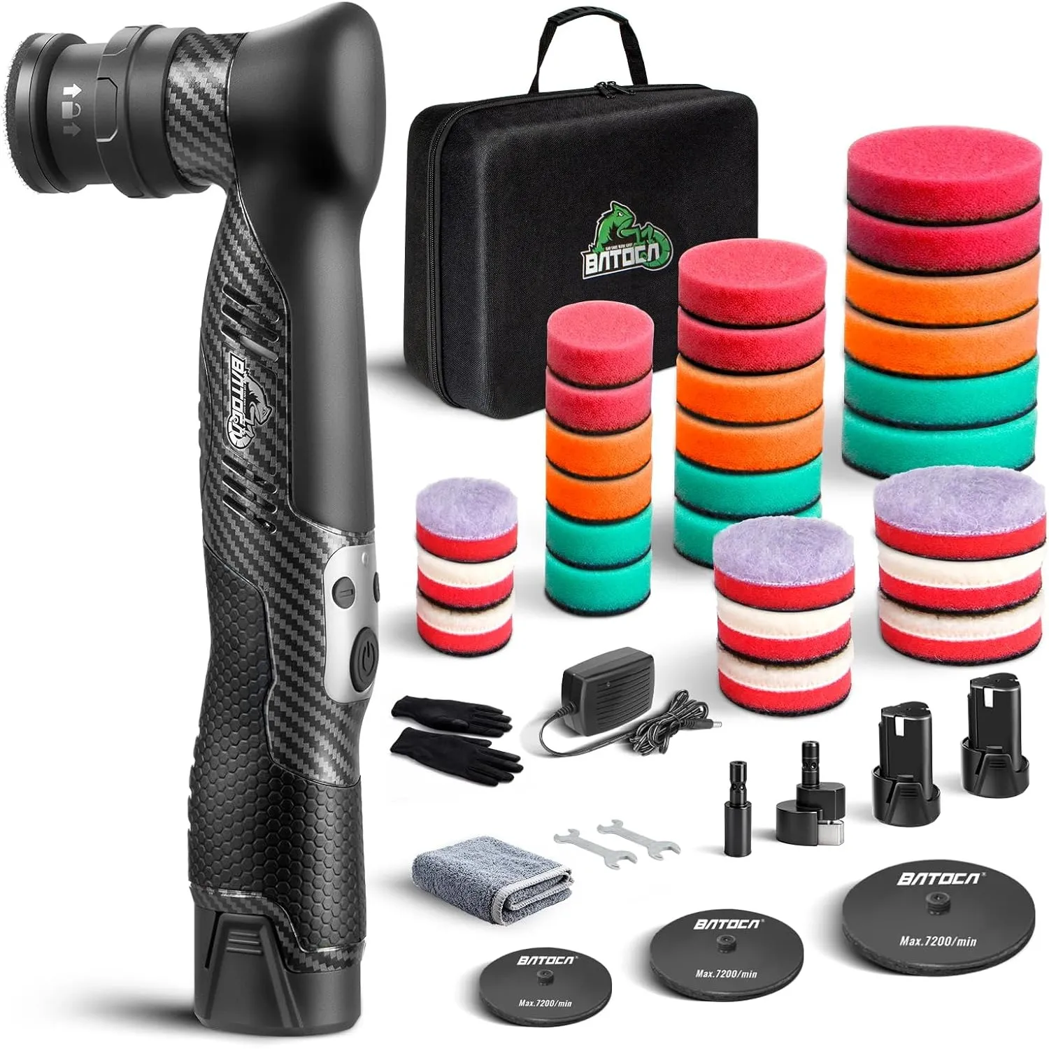 BATOCA S5 Mini Poliermaschine Auto Akku Rotations & Exzenter Polierer Klein | mit 2 2.0Ah Batterie 25mm/50mm/75mm Polie…