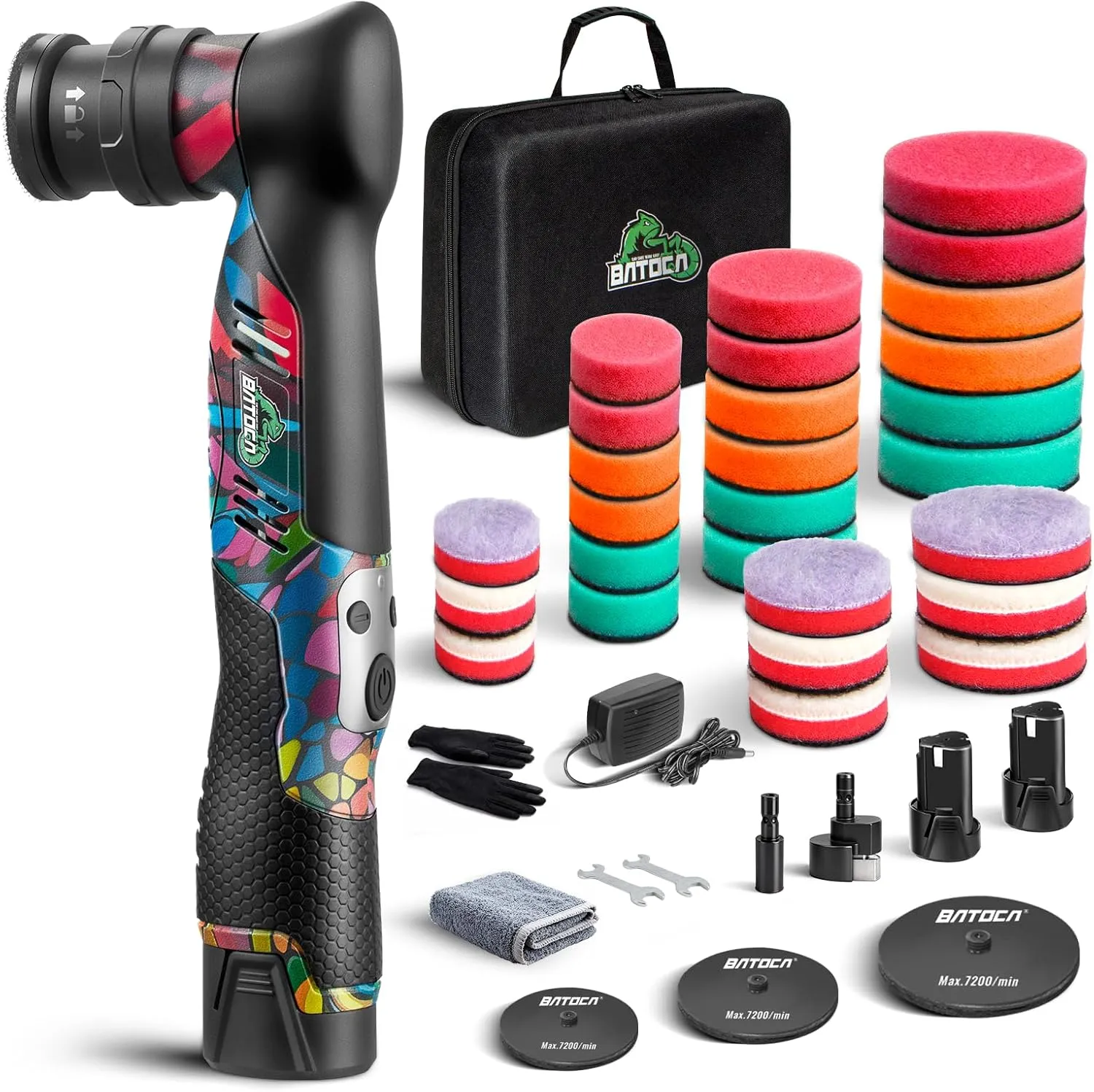 BATOCA S5 Battery Mini Polishing Machine Car Rotation and Eccentric Car Polisher Polisher Small with 2 12 V 2.0 Ah Batt…