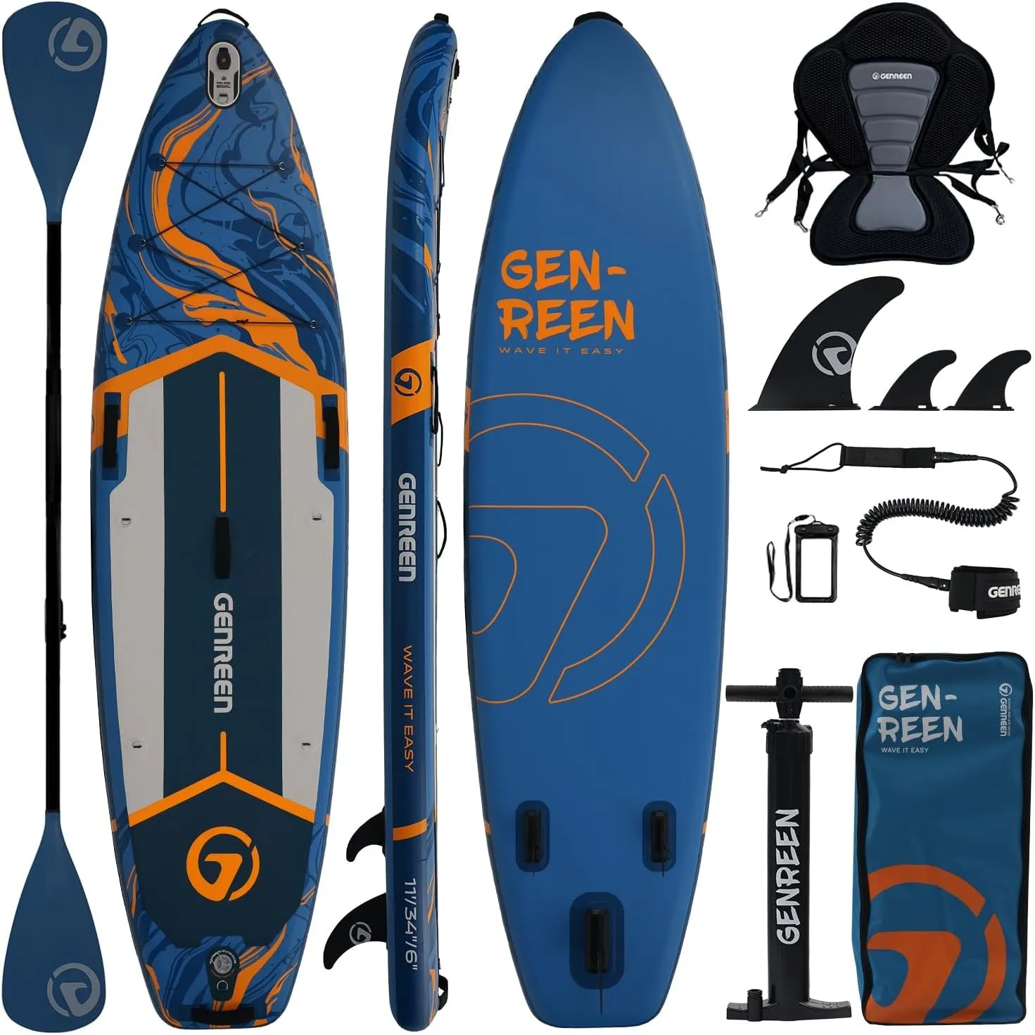 (Extra Groß) Stand up Paddle Board für Aller Fähigkeitsniveaus, 335x86cm Aufblasbare Paddleboard für Adults mit Allem Z…
