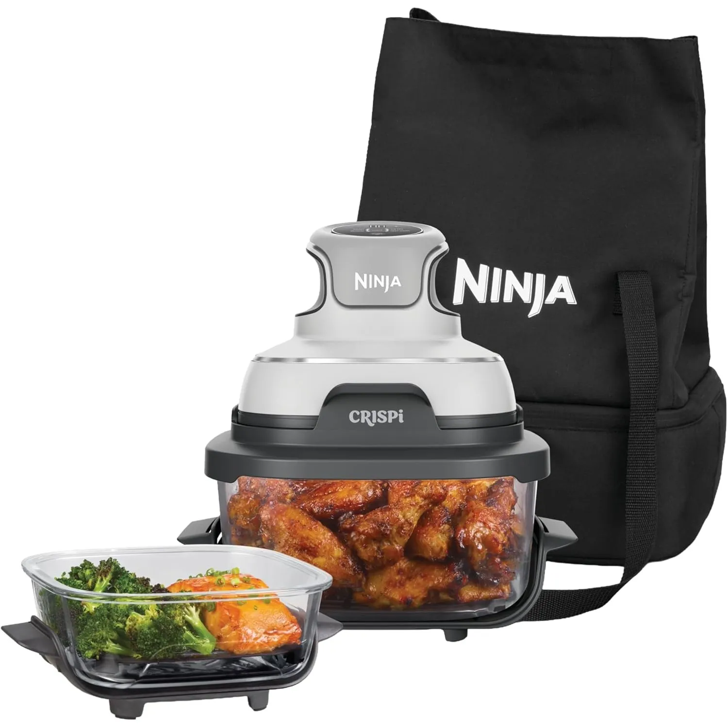 Ninja CRISPi Tragbare Heißluftfritteuse mit Tragetasche, 3,8 l & 1,4 l, 4-in-1: Heißluftfrittieren, Braten, Aufknuspern…
