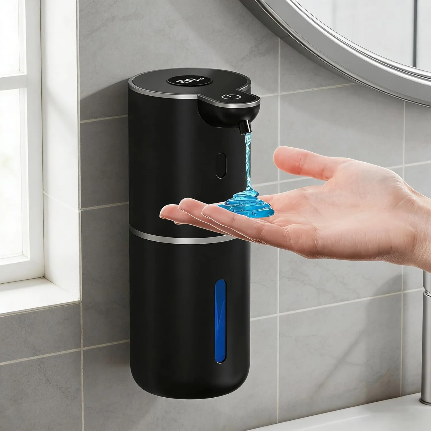 Fantictas Seifenspender Automatisch, Elektrischer Seifenspender mit Display, USB-Wiederaufladbarer,6-Stufig Einstellbar…