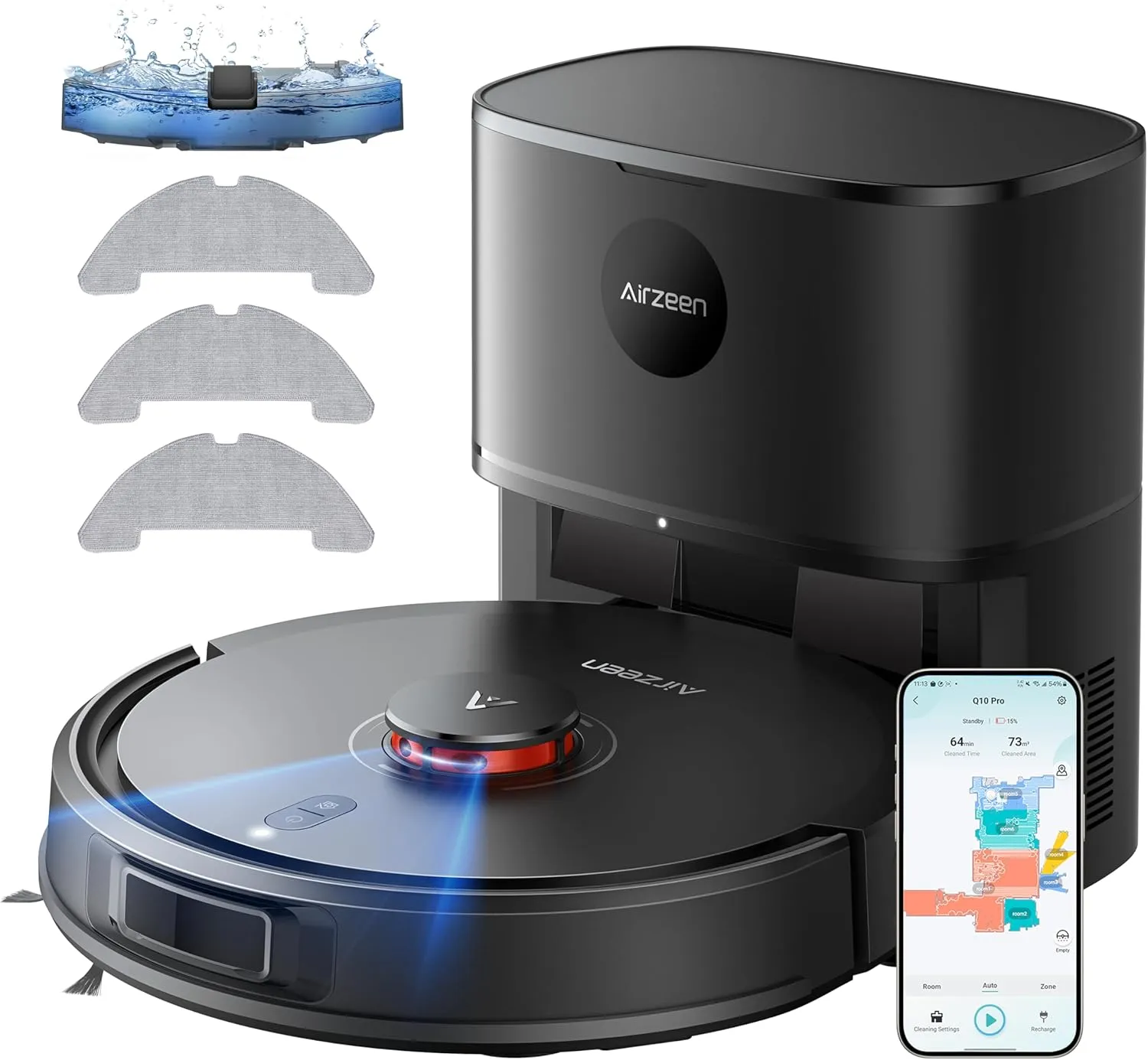 Airzeen 8000Pa Saugroboter mit Wischfunktion, Staubsauger Roboter mit Absaugstation, Saugkraft Saug und Wischroboter, L…