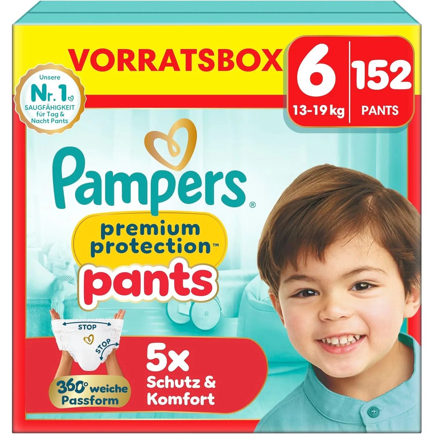 Pampers Premium Protection Pants Gr.6 Extra Large 13-19kg Vorratsbox - 152 Stück
