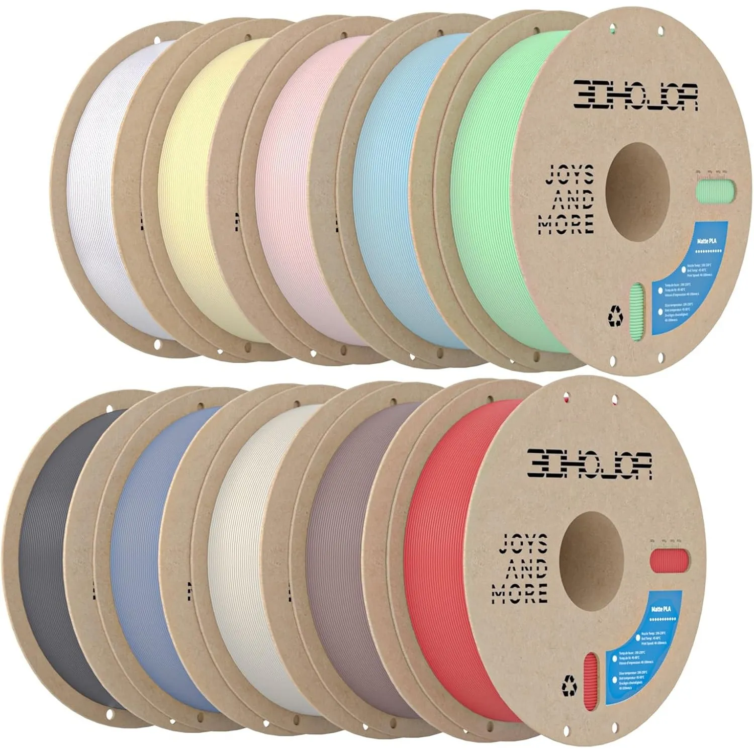 3DHoJor Matte PLA Filament 10KG Set 3D Drucker Filament PLA Pastell 1.75mm
