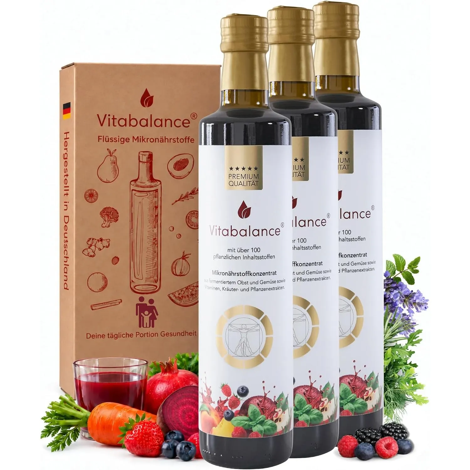 Vitabalance® Mikronährstoffkonzentrat 3x500 ml – Mit 128 Inhaltsstoffen