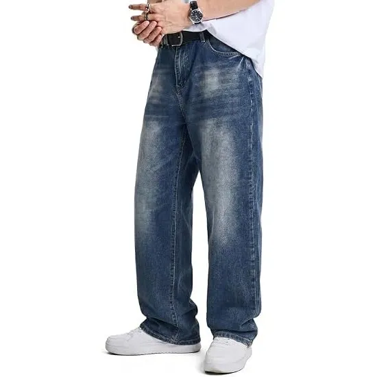 JMIERR Herren Baggy Jeans Y2K Jeanshose Denim Streetwear
