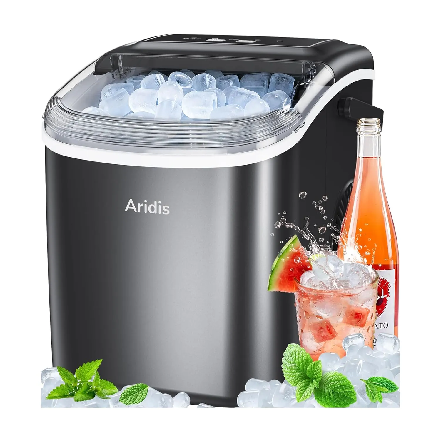 Ice Cube Machine, Small 9 Ice Cubes in 6 Minutes, 12 kg/Day, Self-Cleaning Ice Cube Machine, 2 Ice Cube Sizes, with Ice…