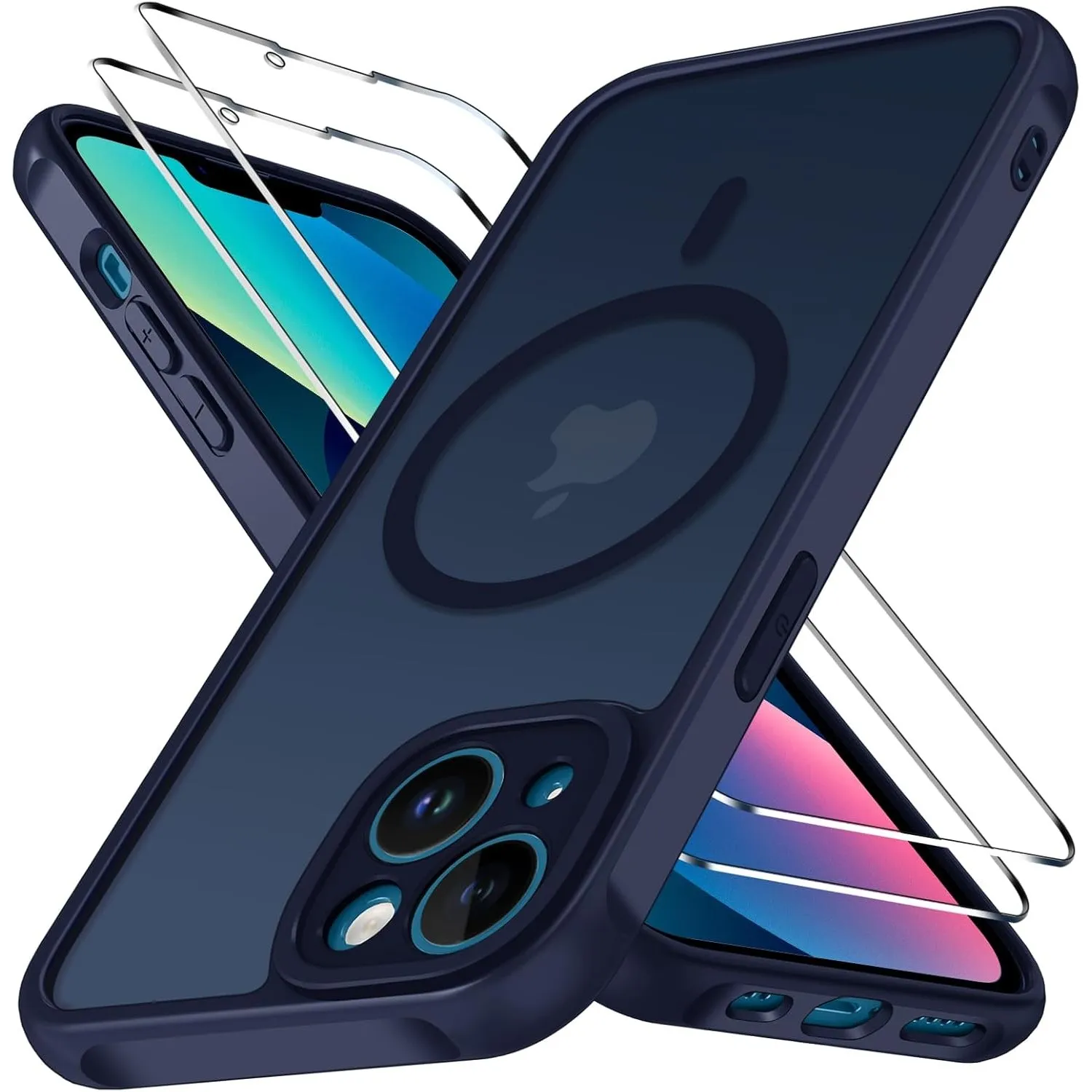 ivoler für iPhone 13 Hülle, 1 Magnetisch Handyhülle mit 2 Stück Panzer Schutz Glas, [Kompatibel mit MagSafe] [Militäris…