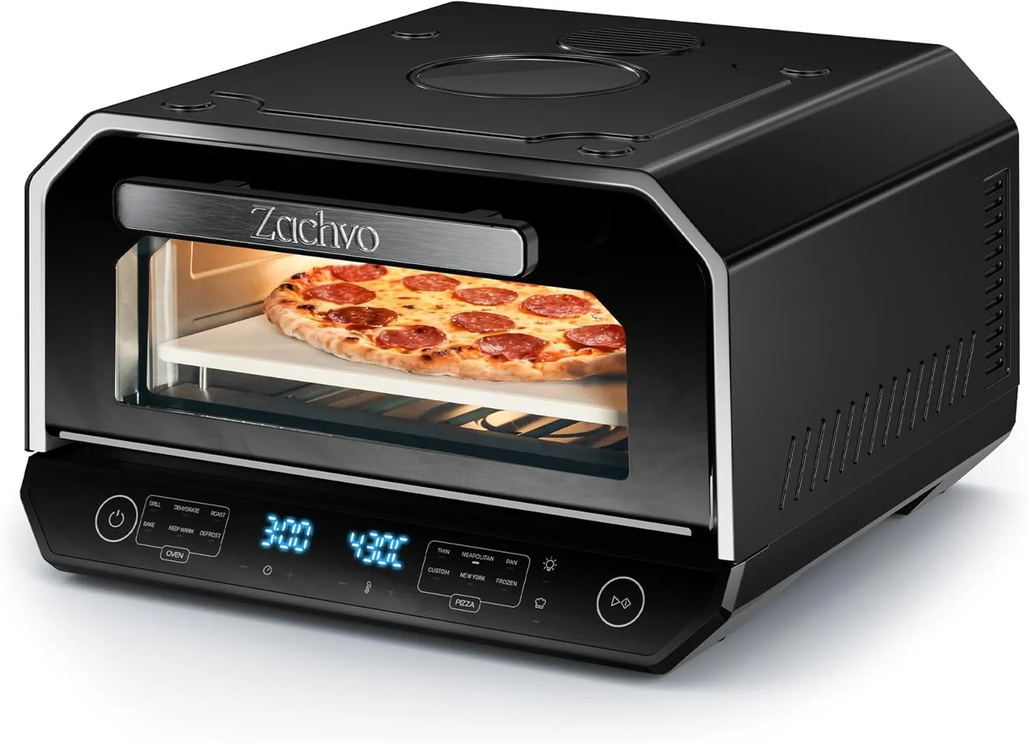 Electric Pizza Oven 450°C - Neapolitan Pizza in 90 Seconds, Viewing Window & Interior Lighting, 6 Programmes & 6 Cookin…