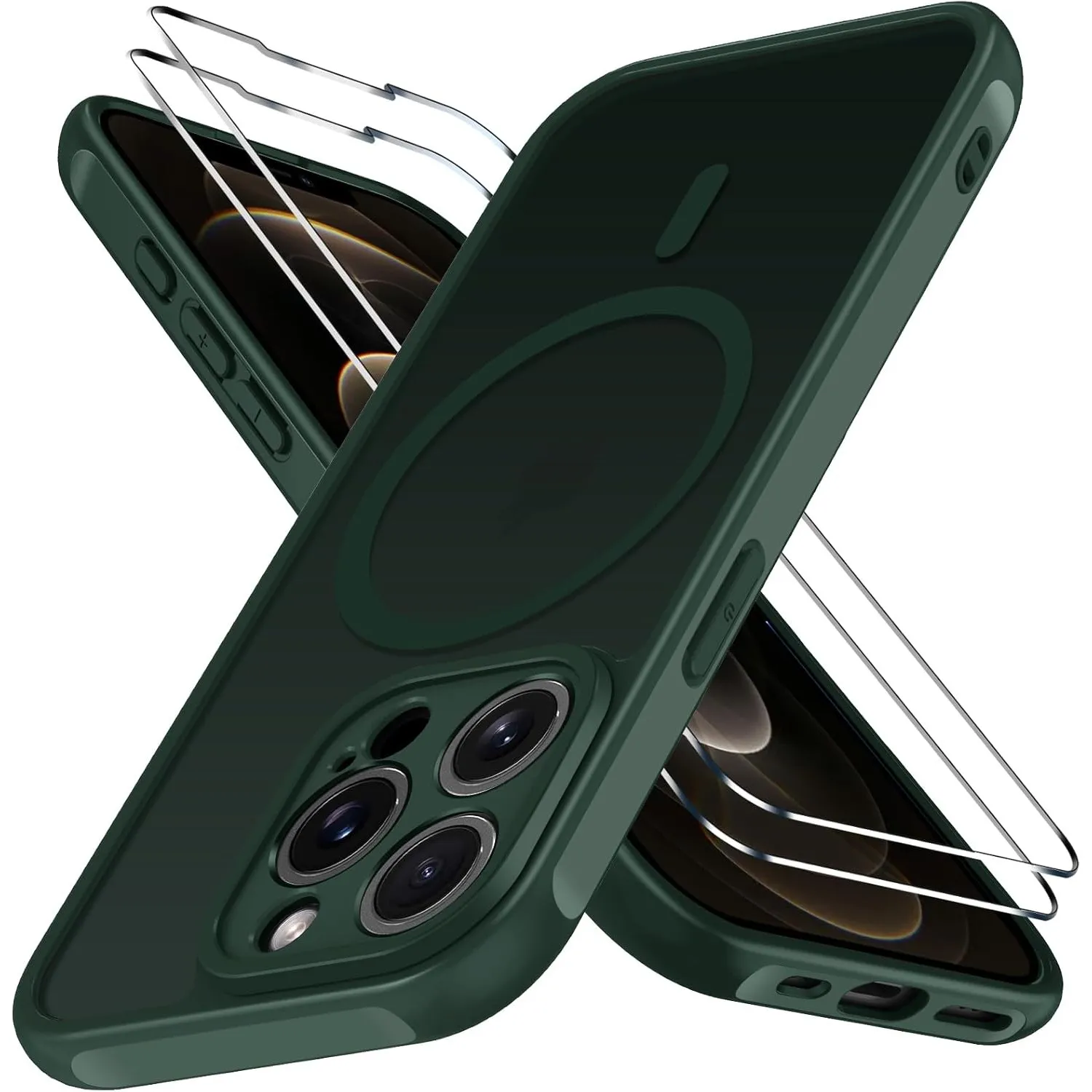 ivoler für iPhone 12 Pro Max Hülle, 1 Magnetisch Handyhülle mit 2 Stück Panzer Schutz Glas, [Kompatibel mit MagSafe] [M…